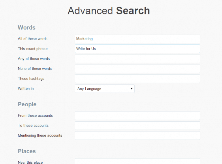 Twitter advanced search for guest blogging