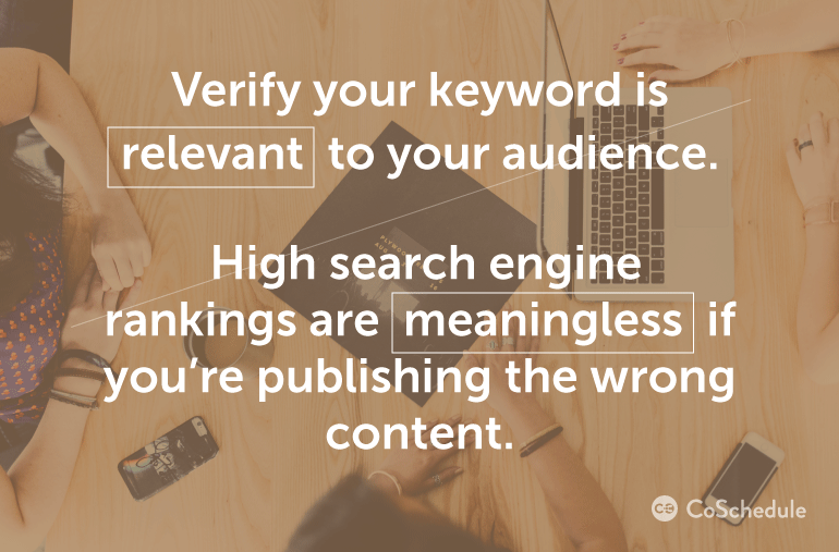 Verify your keyword is relevant to your audience.