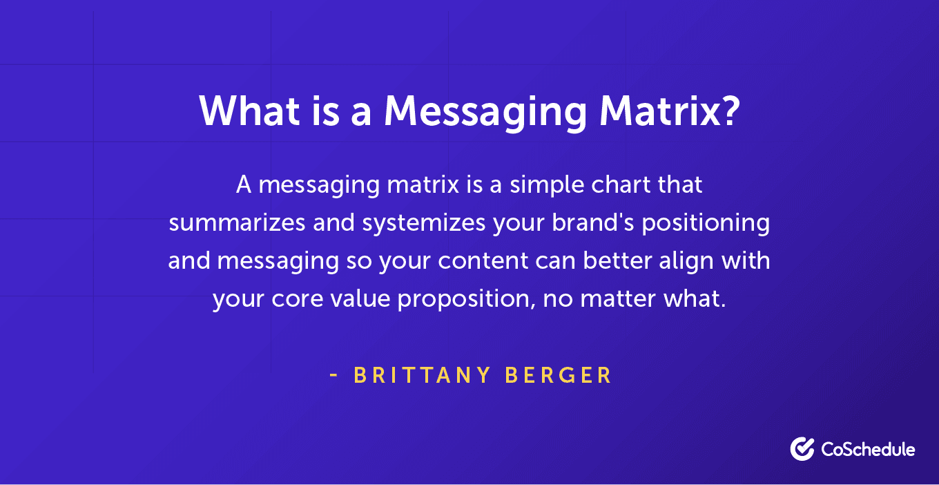 Definition of a messaging matrix