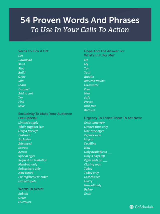 Words & Phrases To Use In Calls To Action