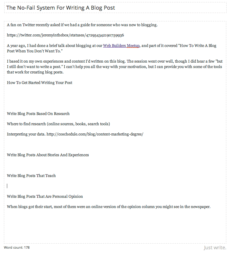 write blog post