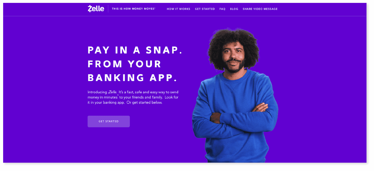 Example of an H1 tag on Zelle's homepage